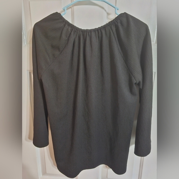 Michael Kors Black Textured Peasant Top Women’s Small Boho Minimalist Blouse - Picture 3 of 7